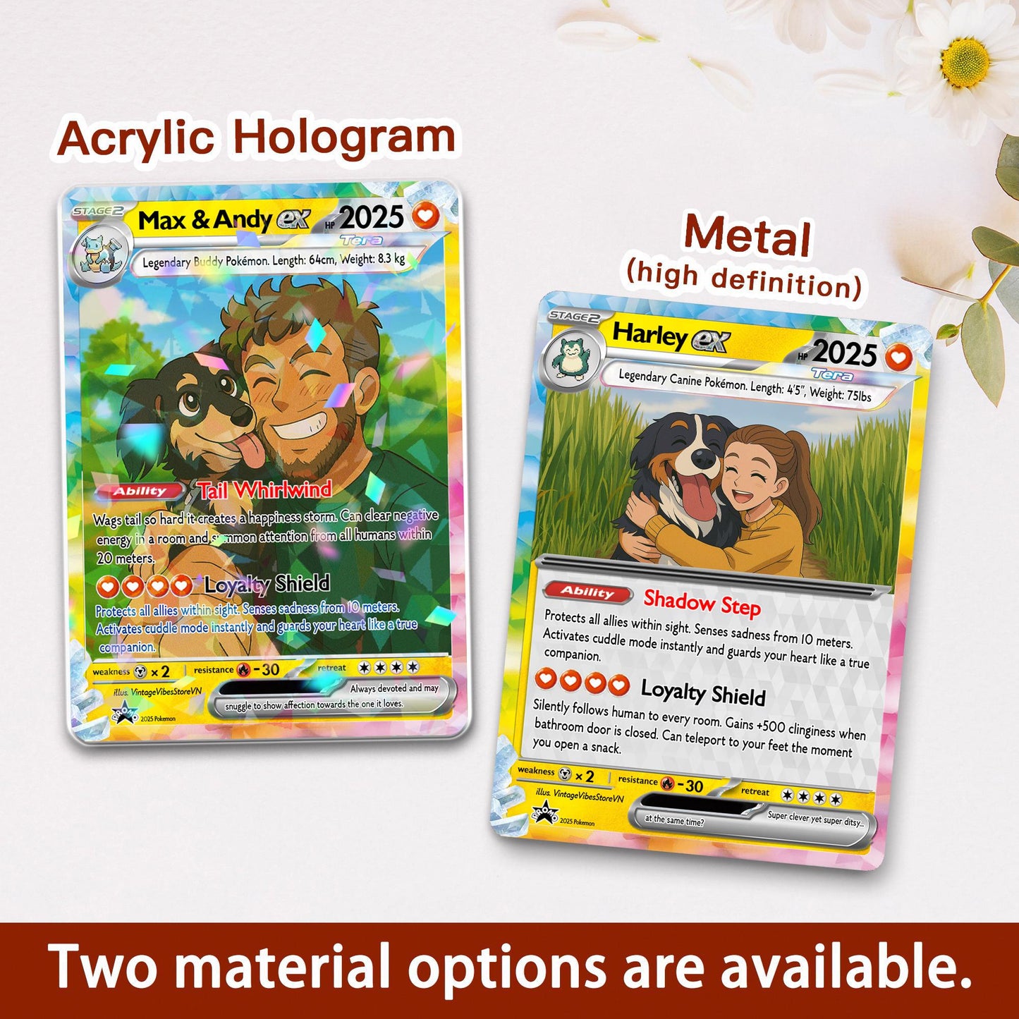 Custom Pet Pokemon Card | Personalized Dog Cat Portrait, Anime Style Card, Pet memorial, Pet Gift, Dog Gift, Cat Gift, Pet Lover Gift
