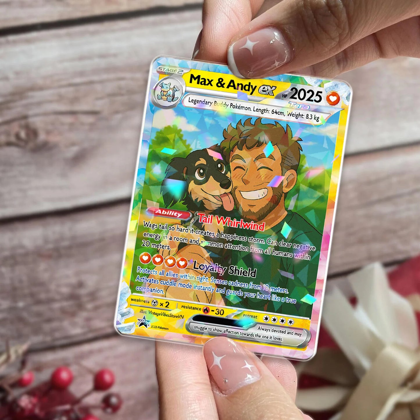 Custom Pet Pokemon Card | Personalized Dog Cat Portrait, Anime Style Card, Pet memorial, Pet Gift, Dog Gift, Cat Gift, Pet Lover Gift